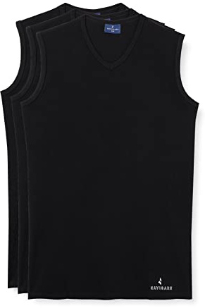Navigare 3 Pezzi T-Shirt Maglia Smanicato 575 Scollo V (6/XL, Nero)