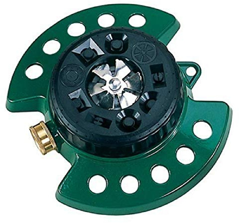 Dramm Metal Base, Green 15024 ColorStorm 9-Pattern Turret Sprinkler with Heavy-Duty Meta