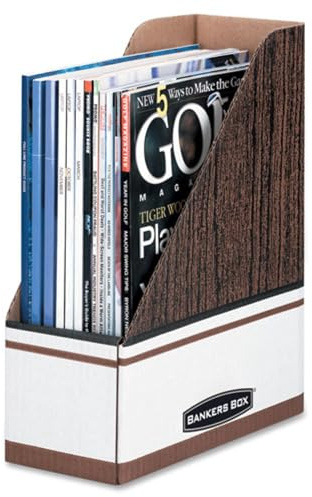 Bankers Box Magazine File Holders, Oversized Letter, Wood Grain, 12 Pack (07224)