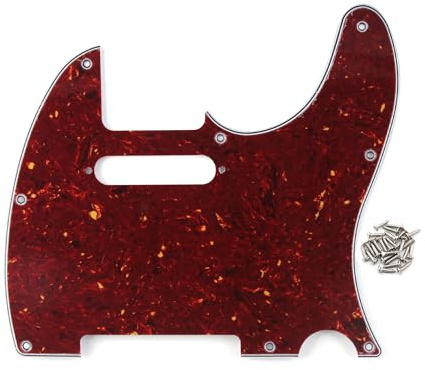 FLEOR 8 Hole 4Ply Red Tortoise Shell TL Pickguard Single Coil Neck Hole Cut Guard Plate with Mounting Screws for U.S./Mexican Standard TL TE Plate Replacement