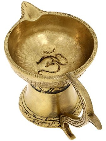 Zap Impex® Lampe à huile en laiton, faite à la main, simple Diya avec poignée, 12,7 cm