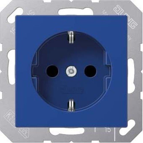 Jung Schuko Steckdose 16 A 250 V Bruchsicher Serie A Blau, 1 Stück, A 1520 BF BL