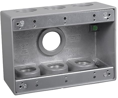 TayMac TB7100S Electrical Box 3-Gang Die Cast, Aluminum 1-Inch Thread, Gray