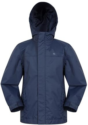 Mountain Warehouse Torrent Wasserdichte Kinderjacke - leichte Regenjacke für Kinder mit versiegelten Nähten, atmungsaktiv, für Mädchen und Jungen - zum Wandern Marine Kinder 140 DE (9-10 Jahre)