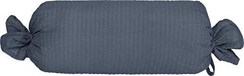 Erwin Müller Nackenrollenbezug Edel-Seersucker Uni Serie Wertingen - für die warme Jahreszeit, temperaturausgleichend, pflegeleicht, mit Bändchen - anthrazit Größe 40x15 cm Ø