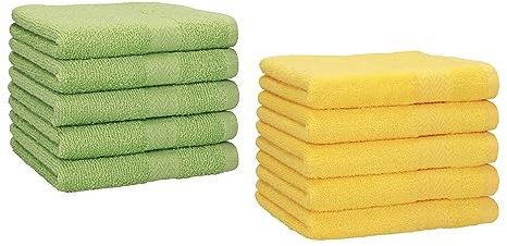 Betz 10 Stück Gästehandtücher Premium 100% Baumwolle Gästetuch-Set 30x50 cm Farbe apfelgrün und gelb