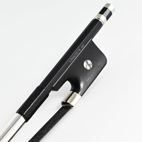 VINGOBOW Französischer Kohlefaser Kontrabassbogen Karbonbogen naturschwarzes Rosshaar aus der Mongolei Neue 3/4 Größe 70cm