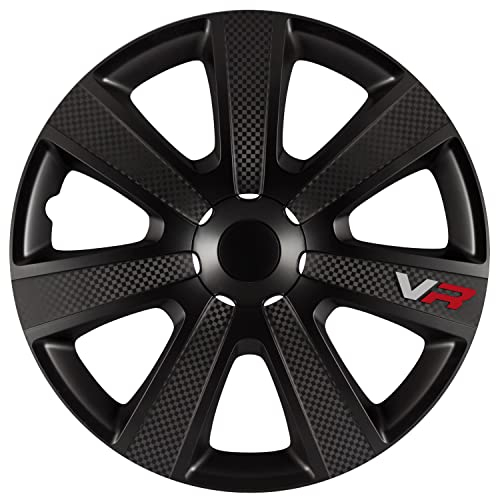 AUTO-STYLE Satz Radzierblenden VR 14-Zoll Schwarz/Karbon-Look/Logo