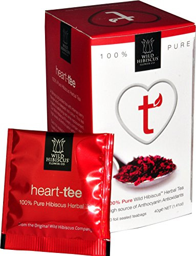 Wild Hibiscus Flower Co Heart-Tee Hibiscus Flower Herbal Tea 20 Tea Bags 50g