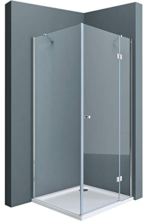 doporro Eck-Duschkabine 80x80cm Dusche Eckdusche Duschabtrennung ESG-Sicherheitsglas Klarglas inkl. Easy-Clean-Beschichtung R05K