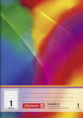 BRUNNEN Schulheft | A5, Lineatur 1, 16 Blatt, mehrfarbig