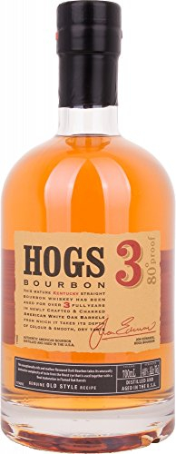 Whisky Hogs 3 - Whisky Kentucky Straight Bourbon - Botella de Bebida Alcohólica Envejecida en Barricas - 70 cl - 40% de Alcohol - con Sabor a Miel y Toques de Regaliz y Clavo
