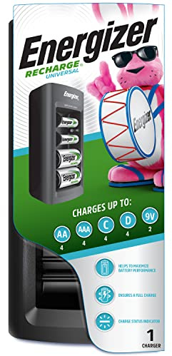 Energizer Recharge Universal Charger for NiMH Rechargeable AA, AAA, C, D, and 9V Batteries