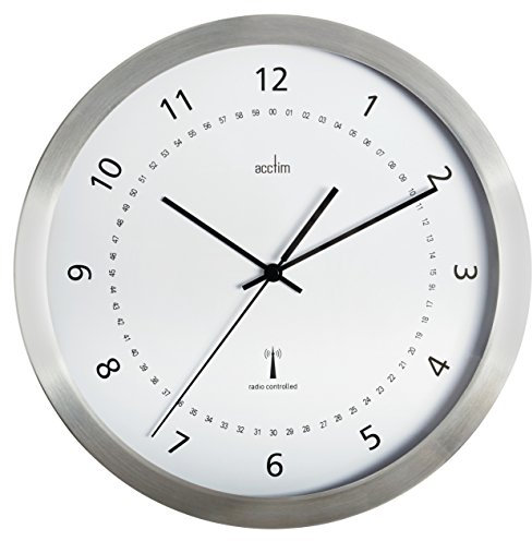 Acctim 74277 Kaava Radio Controlled Metal Case Wall Clock, 12 Inch,Silver
