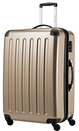 HAUPTSTADTKOFFER Alex - Großer Hartschalen-Koffer, 4 Doppel-Rollen, Trolley, Rollkoffer, Reisekoffer, Volumenerweiterung, 75 cm, 119 Liter, Champagner