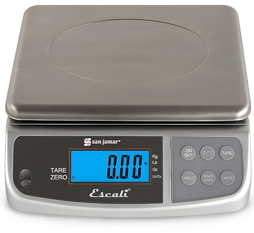 San Jamar Digital Food Scale, Battery Operated with 66 Pound Capacity for Cooking, Baking, Meal Prep, Diet Tracking, Stainless Steel, 6.82 Pounds, Silver