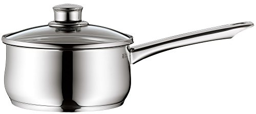 WMF Diadem Plus Stielkasserolle 16cm, Glasdeckel, Kochtopf klein 1,5l, Milchtopf Induktion, Cromargan Edelstahl poliert, unbeschichtet