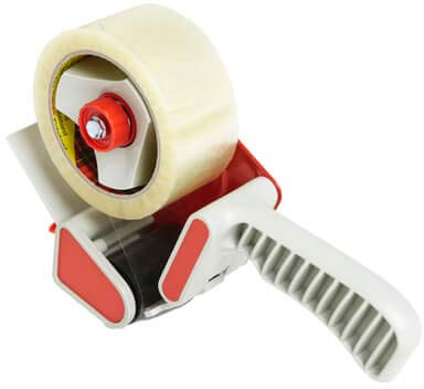 REALPACK® 1 x slitstark tejpdispenser + 2 rullar genomskinlig tejp 50 mm x 66 m - lättanvänd metall/plast förpackning bandskärare rulle dispenser gratis snabb frakt *leverans nästa dag leverans inom