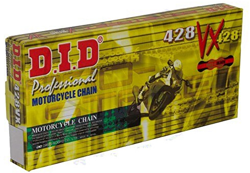 DID Kette 428 VX, 124 Glieder (X-Ring gold), offen mit Clipschloss