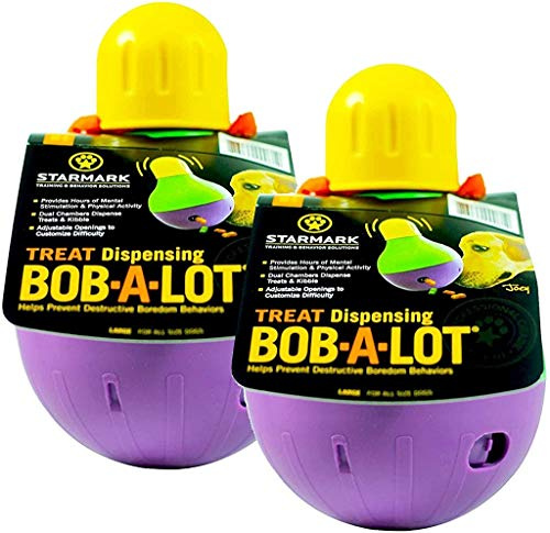 Pack of 2 StarMark BOB A LOT Dog Toy Treat Kibble Dispensing Slow Feed