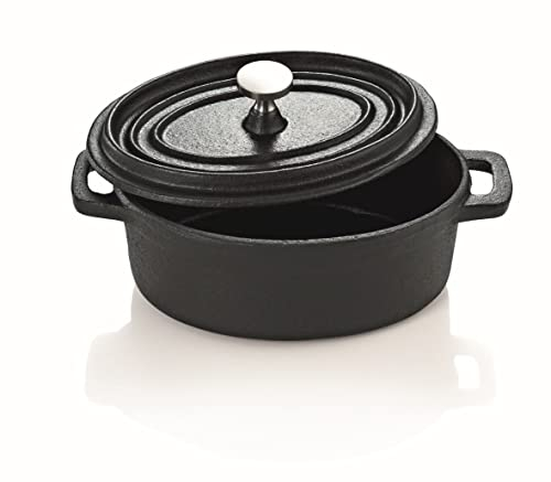 Cocotte - Cacerola ovalada (hierro fundido, 12 cm), color negro