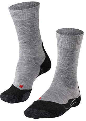 FALKE Herren Wandersocken TK2 Explore M So Wolle Funktionsmaterial antiblasen dick 1 Paar, Grau Light Grey 3403-O, 39-41