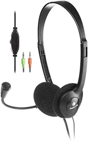 NGS MS103 - Cuffie con Microfono per PC con Controllo del Volume, Cuffie con Cavo e Conessione Doppia Jack 3,5mm