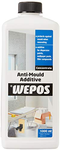 Wepos Anti-Schimmel Zusatz 1 Liter | Schützt beim Renovieren vor Schimmel | zusatz für Dispersionsfarben, KLeister und Putze | Langzeitschutz vor Schimmel | auch zur Untergrundsanierung geeignet