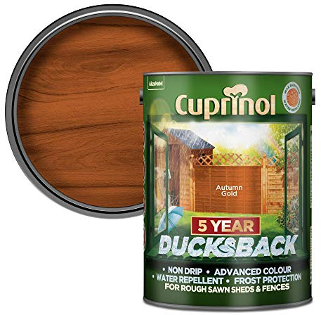 Cuprinol Ducksback 5 Year Waterproof for Sheds and Fences, 5 L - Autumn Gold