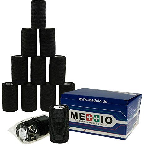 12 Haftbandagen Größe+Farbe wählbar - selbsthaftende Bandage Fixierverband selbstklebend, Farbe:black velvet, Größe:10cm