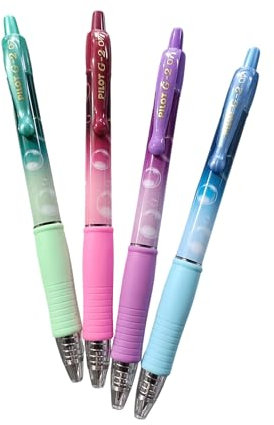 Gel-Kugelschreiber Clicker 0,7 Pilot G2 Bubble blaue Tinte Schaft Farben sortiert (Rosa, Hellblau, Grün, Violett)