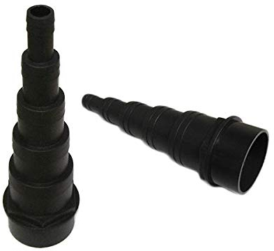 Pisces Multi Stage Solvent Pond Hosetail 1.5 Stepped Hose Adapter Black Fitting Connector- From 0.5 to 1.5