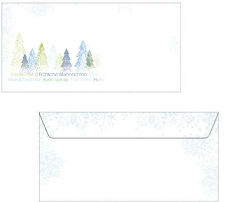 SIGEL DU090 Briefumschläge Weihnachten Trees | gummiert | DIN lang | 25 Stück