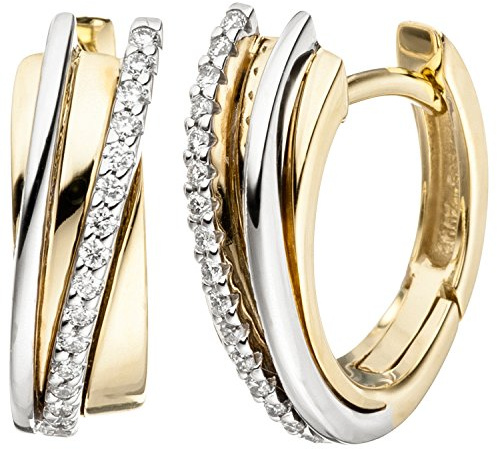 Jobo Damen-Creolen aus 14 Karat 585 Gold Bicolor mit 32 Diamanten