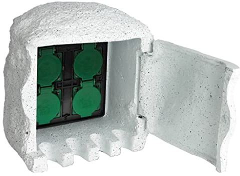 vidaXL Presa Elettrica in Resina 4 Attacchi Impermeabile Bianca Spina Giardino