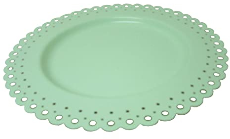 0 www.working-house.com (Menaje / Bajoplatos) BAJOPLATO BAJO PLATO BANDEJA PRESENTACION METAL CALADO VERDE PASTEL