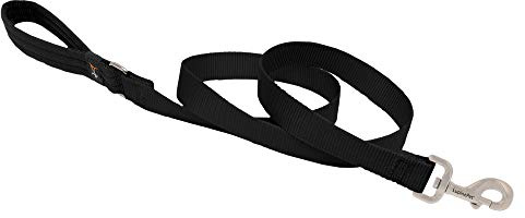 Dog Leash by Lupine in 1 Wide Black 6-Foot Long with Padded Handle