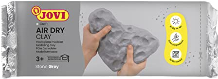 Jovi Air Dry Modelliermasse, gebrauchsfertig, lufttrocknend, auf Basis von Feuchtton, 1 kg in grau
