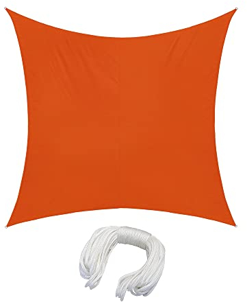 jarolift Sonnensegel Quadrat, Wasserabweisend, Sonnenschutz Sichtschutz für Terrasse Garten Balkon, Polyestergewebe, 300 x 300 cm, Orange