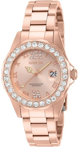 Invicta Women's 15253 Pro Diver Rose Gold Dial Crystal Accented 18k Ion-Plated Stainless Steel Watch