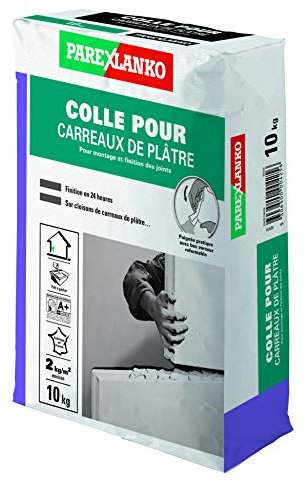 Parexlanko, Colle pour carreaux de plâtre pour montage et finition des joints, 10kg, Gris