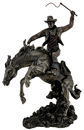 Veronese Design Resin Statues Bronzed Rodeo Cowboy and Bucking Bronco Statue 13 Inches Tall 9 X 15.5 X 5.5 Inches Bronze