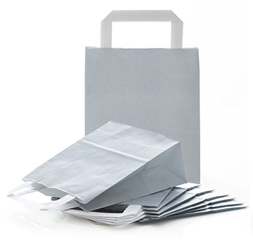 Logbuch-Verlag 50 hell-graue Geschenktüten Papiertaschen 18 x 8 x 22 cm silber Geschenkbeutel Mitgebsel einfarbig uni-farben