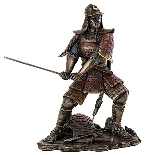 Top Collection Medieval Japanese Samurai Statue - General Minamoto Warrior Sculpture in Premium Cold Cast Bronze - 8.25-Inch Collectible Figurine