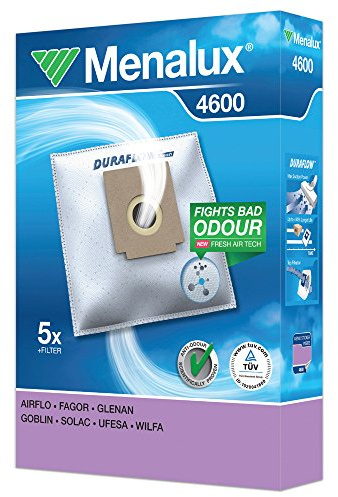 Menalux 4600 - Pack de 5 bolsas sintéticas y 1 filtro para aspiradoras Clatronic, Fagor y Ufesa Mini Mousy, Froggie y Boggi