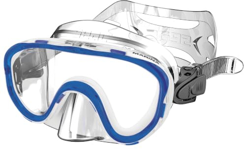 SEAC Marina, Maschera Subacquea in Silicone per Snorkeling e Gioco in Mare Unisex Bambini, Blu, Piccola
