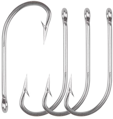 JSHANMEI ® 50pcs 34007 Crochets en Acier Inoxydable Robuste Hameçon de Pêche Long Shank Saltwater Hook