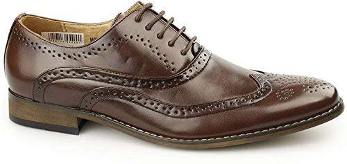 Mens 'Goor' 5 Eyelet Brogue Oxford Shoes - Brown PU, Mens UK 10 / EU 44
