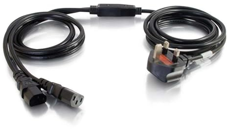 C2G 80628 3M 17 AWG UK Power Cable Splitter (2 x IEC320C13 to BS 1363) 9 Foot Kettle Lead/Dual Power Cord, Black