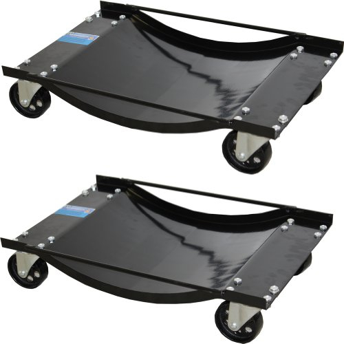 TRUTZHOLM 2X Rangierhilfe für PKW Tragkraft 900 kg/Paar aus pulverbeschichtetem, rostfreiem Stahl mit 360° drehbaren Schwerlastrollen Rangierwagenheber Rangierroller Wagenheber in schwarz